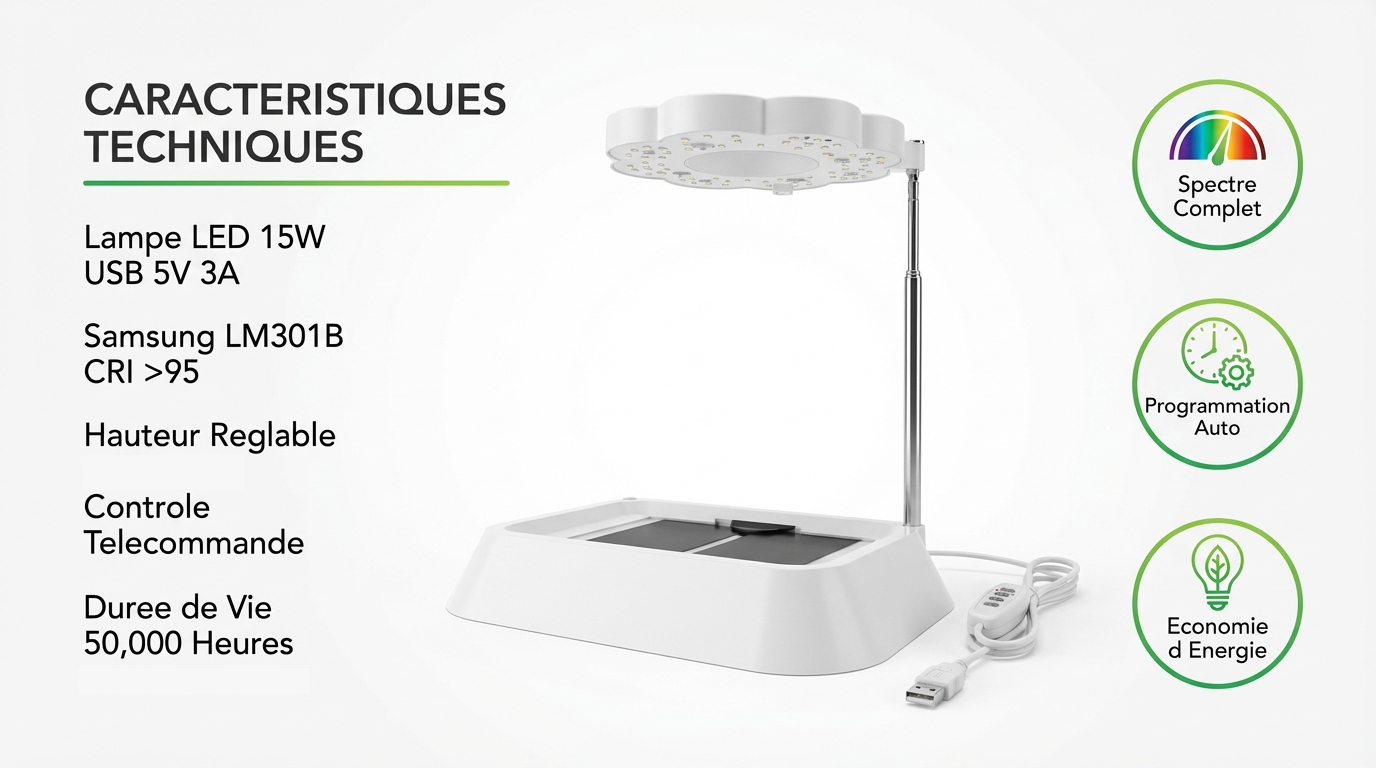 Lampe de culture LED + tapis chauffant semis avec support – Démarrage intérieur des plantes – Image 3